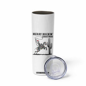 Merry Buckin Christmas Skinny Tumbler Funny Skeleton Santa Horse Rider TS12 Print Your Wear