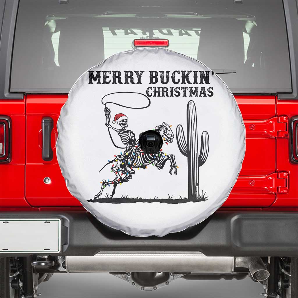 Merry Buckin Christmas Spare Tire Cover Funny Skeleton Santa Horse Rider TS12 White Print Your Wear
