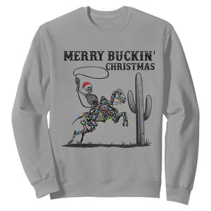 Merry Buckin Christmas Sweatshirt Funny Skeleton Santa Horse Rider TS12 Sport Gray Print Your Wear