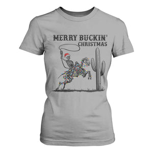 Merry Buckin Christmas T Shirt For Women Funny Skeleton Santa Horse Rider TS12 Sport Gray Print Your Wear
