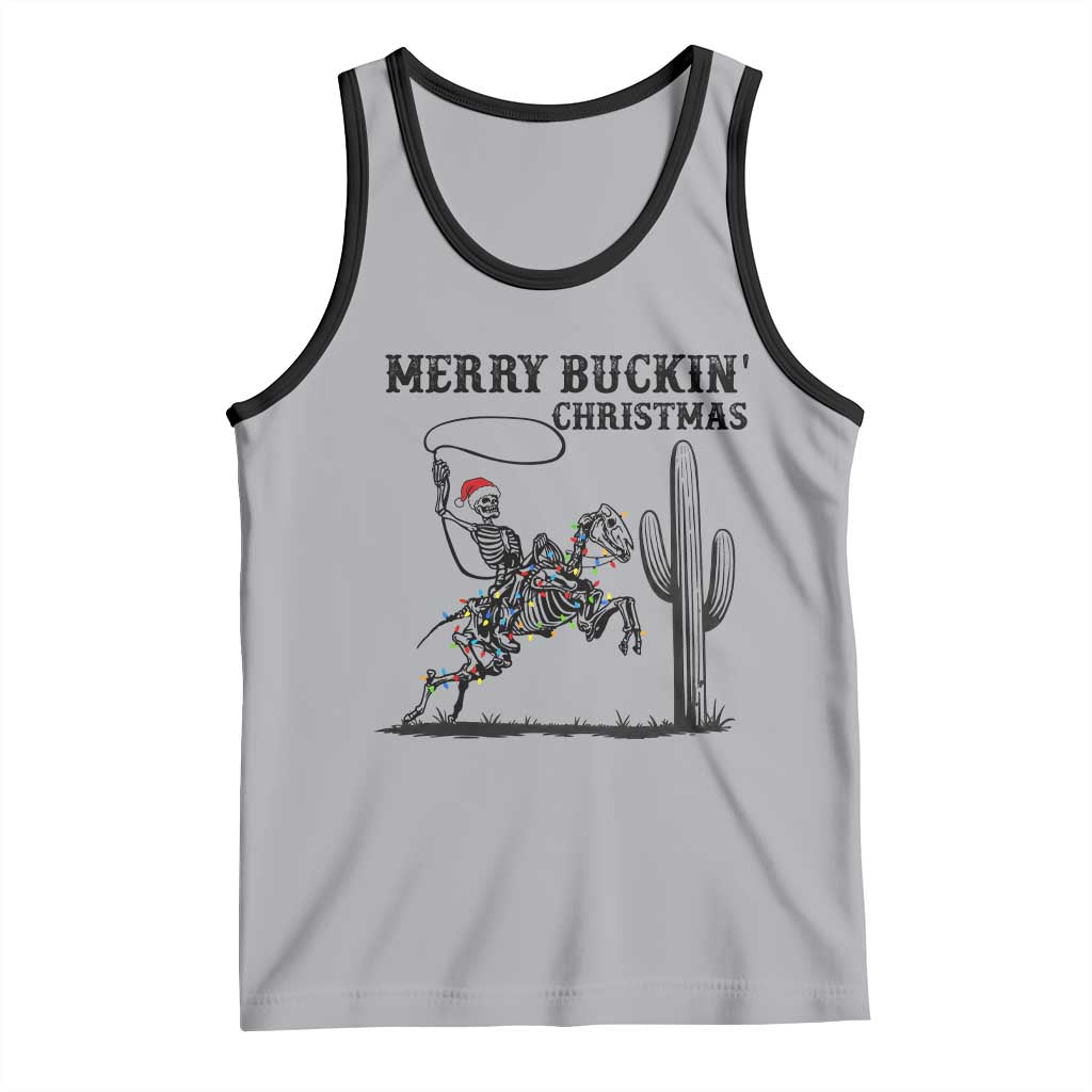 Merry Buckin Christmas Tank Top Funny Skeleton Santa Horse Rider TS12 Athletic Heather Black Print Your Wear
