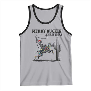 Merry Buckin Christmas Tank Top Funny Skeleton Santa Horse Rider TS12 Athletic Heather Black Print Your Wear