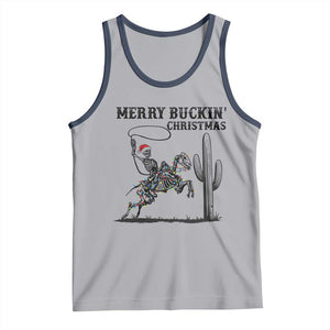 Merry Buckin Christmas Tank Top Funny Skeleton Santa Horse Rider TS12 Athletic Heather Navy Print Your Wear