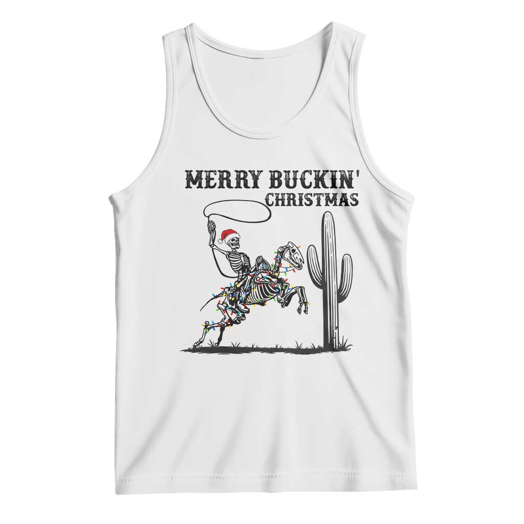 Merry Buckin Christmas Tank Top Funny Skeleton Santa Horse Rider TS12 White Print Your Wear