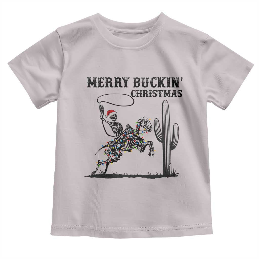 Merry Buckin Christmas Toddler T Shirt Funny Skeleton Santa Horse Rider TS12 Ice Gray Print Your Wear