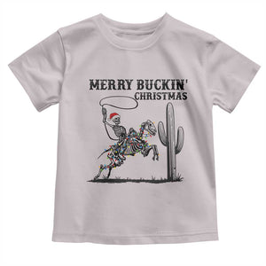 Merry Buckin Christmas Toddler T Shirt Funny Skeleton Santa Horse Rider TS12 Ice Gray Print Your Wear