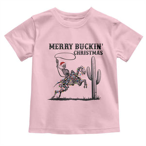 Merry Buckin Christmas Toddler T Shirt Funny Skeleton Santa Horse Rider TS12 Light Pink Print Your Wear