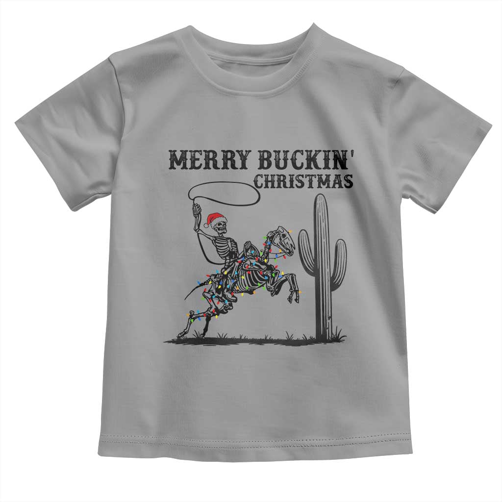 Merry Buckin Christmas Toddler T Shirt Funny Skeleton Santa Horse Rider TS12 Sport Gray Print Your Wear
