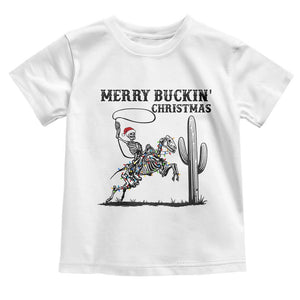 Merry Buckin Christmas Toddler T Shirt Funny Skeleton Santa Horse Rider TS12 White Print Your Wear