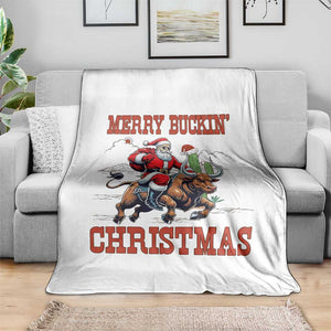 Western Black Santa Merry Buckin Christmas Throw Blanket Funny Rodeo TS12 Print Your Wear