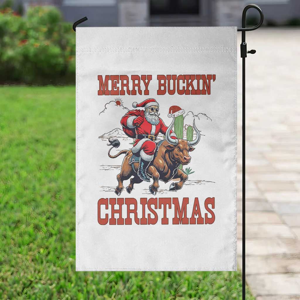 Western Black Santa Merry Buckin Christmas Garden Flag Funny Rodeo TS12 Print Your Wear
