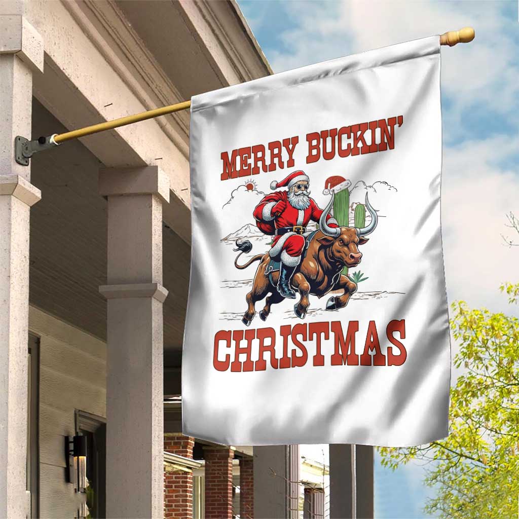 Western Black Santa Merry Buckin Christmas Garden Flag Funny Rodeo TS12 Print Your Wear
