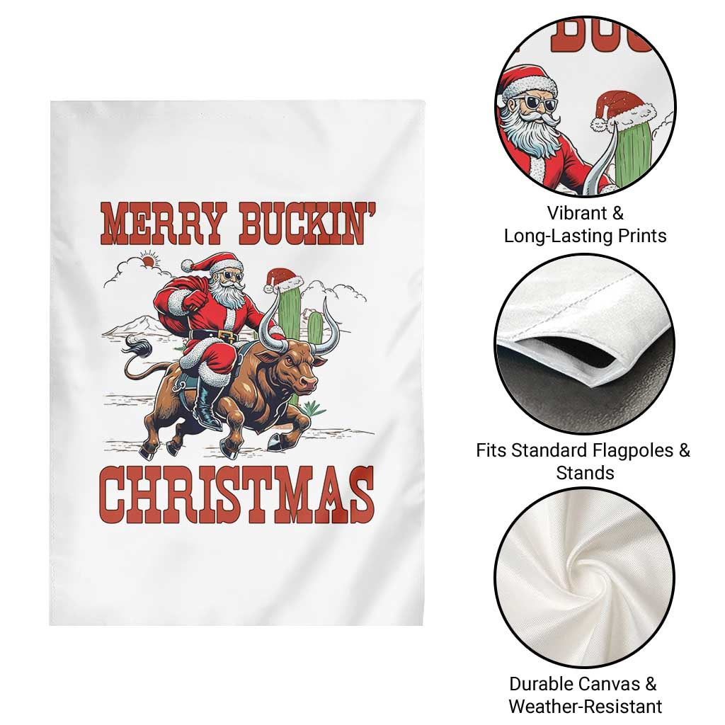 Western Black Santa Merry Buckin Christmas Garden Flag Funny Rodeo TS12 Print Your Wear