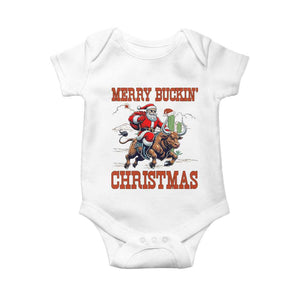 Western Black Santa Merry Buckin Christmas Baby Onesie Funny Rodeo TS12 White Print Your Wear