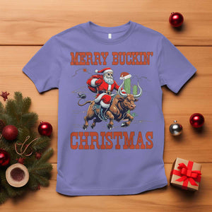 Western Black Santa Merry Buckin Christmas T Shirt Funny Rodeo TS12 Violet Print Your Wear