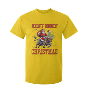 Western Black Santa Merry Buckin Christmas T Shirt For Kid Funny Rodeo TS12 Daisy Print Your Wear