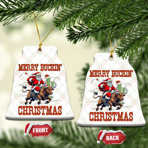 Western Black Santa Merry Buckin Christmas Ceramic Ornament Funny Rodeo TS12 Print Your Wear