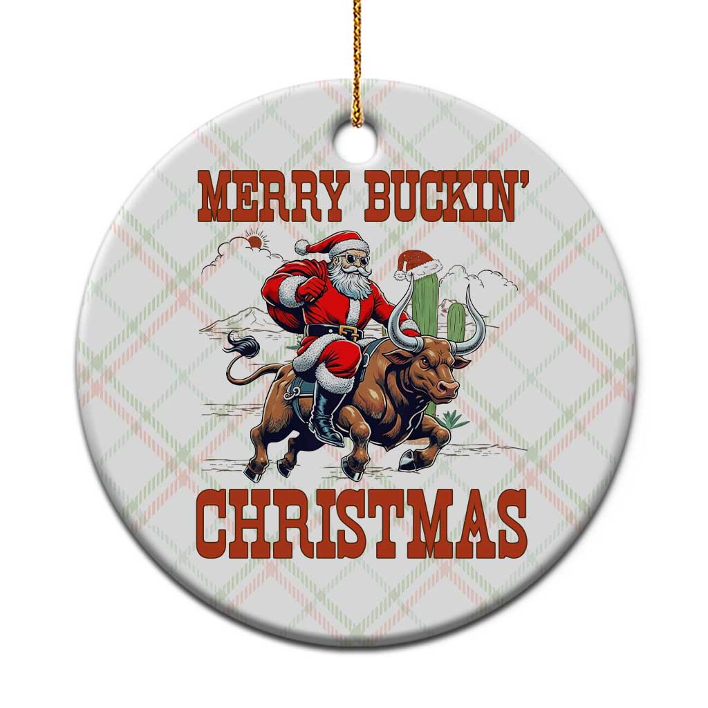 Western Black Santa Merry Buckin Christmas Ceramic Ornament Funny Rodeo TS12 1pc Christmas Plaid Print Your Wear