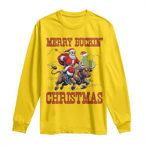 Western Black Santa Merry Buckin Christmas Long Sleeve Shirt Funny Rodeo TS12 Daisy Print Your Wear