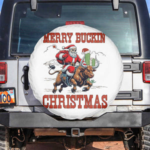 Western Black Santa Merry Buckin Christmas Spare Tire Cover Funny Rodeo TS12 No hole White Print Your Wear