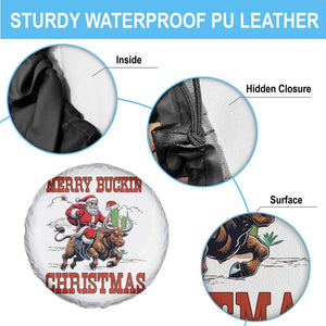 Western Black Santa Merry Buckin Christmas Spare Tire Cover Funny Rodeo TS12 Print Your Wear