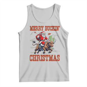 Western Black Santa Merry Buckin Christmas Tank Top Funny Rodeo TS12 Ash Print Your Wear