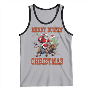 Western Black Santa Merry Buckin Christmas Tank Top Funny Rodeo TS12 Athletic Heather Black Print Your Wear