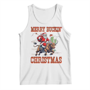 Western Black Santa Merry Buckin Christmas Tank Top Funny Rodeo TS12 White Print Your Wear