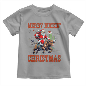 Western Black Santa Merry Buckin Christmas Toddler T Shirt Funny Rodeo TS12 Sport Gray Print Your Wear