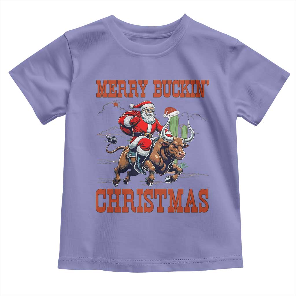Western Black Santa Merry Buckin Christmas Toddler T Shirt Funny Rodeo TS12 Violet Print Your Wear