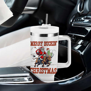 Western Black Santa Merry Buckin Christmas Tumbler With Handle Funny Rodeo TS12 Print Your Wear