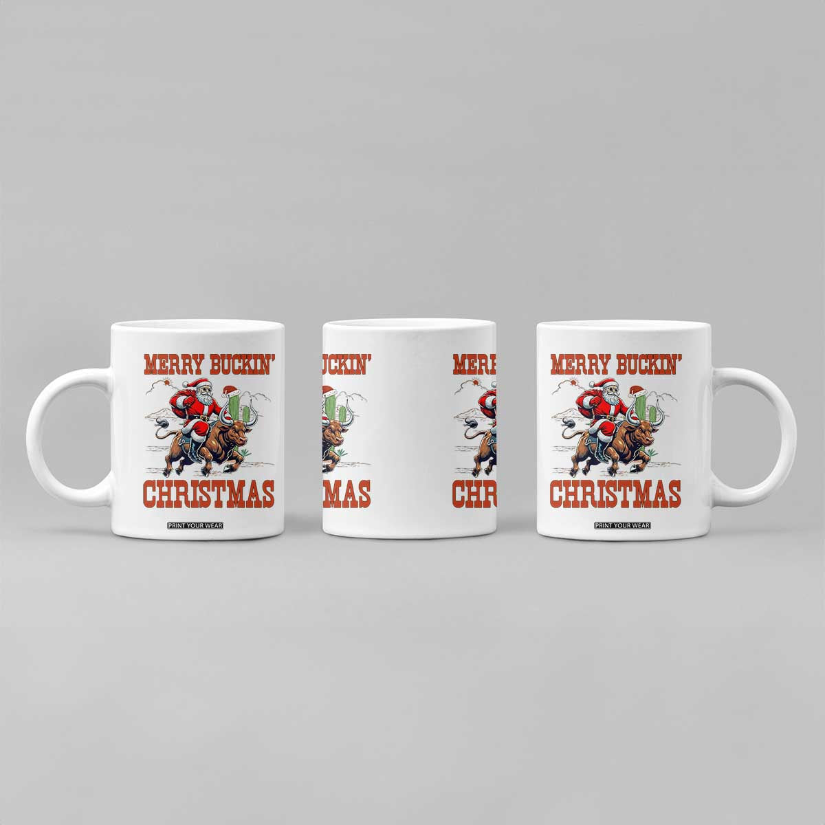 Western Black Santa Merry Buckin Christmas Coffee Mug Funny Rodeo TS12 Print Your Wear