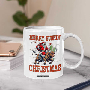 Western Black Santa Merry Buckin Christmas Coffee Mug Funny Rodeo TS12 Print Your Wear