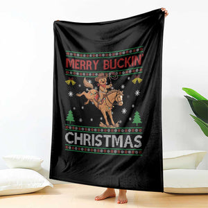 Funny Gingerbread Man Horse Rider Throw Blanket Merry Buckin Christmas Gift TS12 Print Your Wear