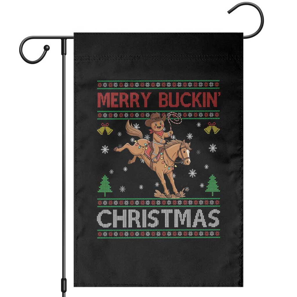 Funny Gingerbread Man Horse Rider Garden Flag Merry Buckin Christmas Gift TS12 Black Print Your Wear
