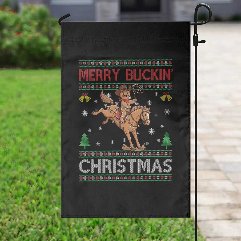 Funny Gingerbread Man Horse Rider Garden Flag Merry Buckin Christmas Gift TS12 Print Your Wear