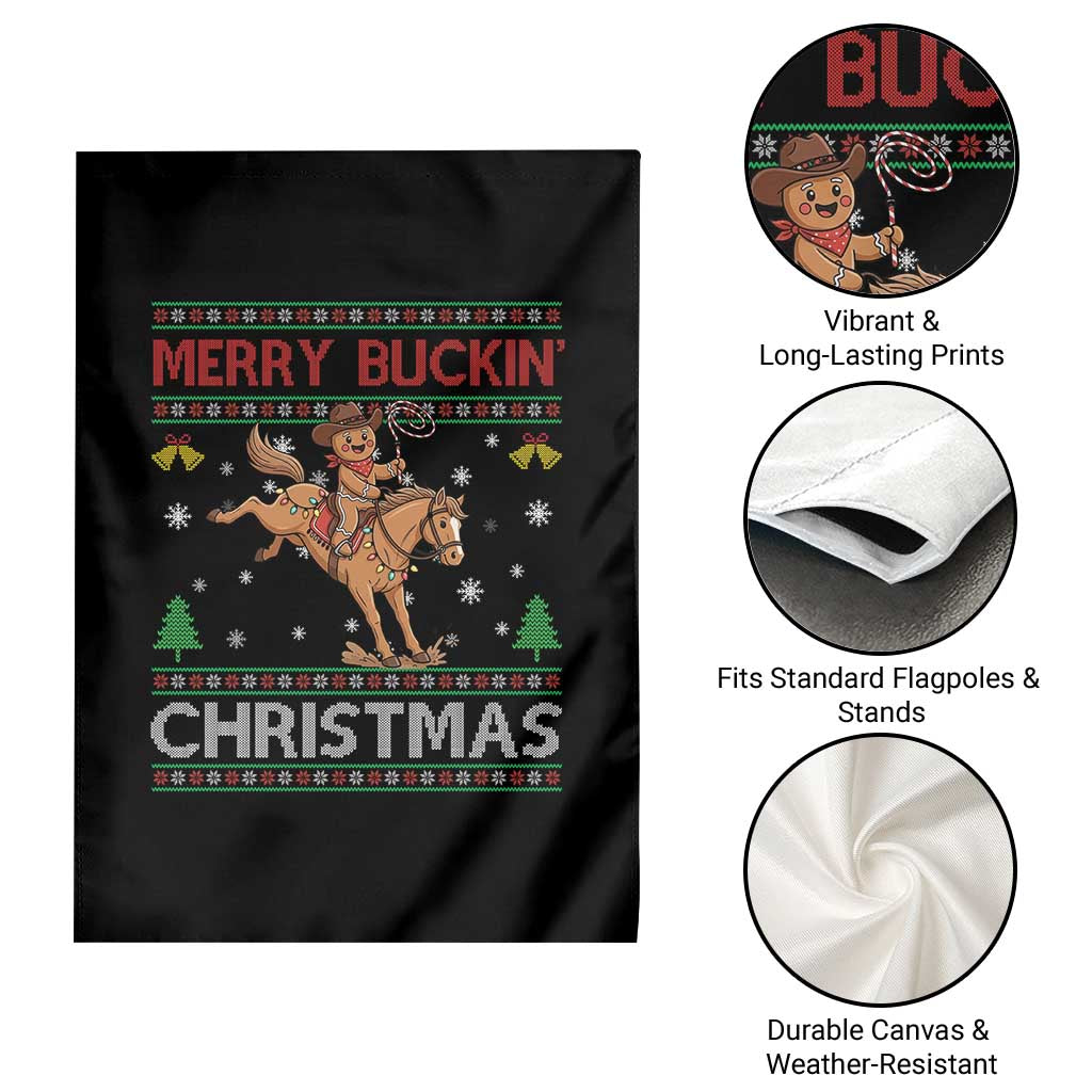 Funny Gingerbread Man Horse Rider Garden Flag Merry Buckin Christmas Gift TS12 Print Your Wear
