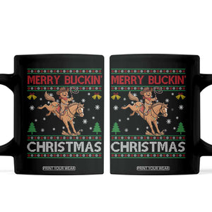 Funny Gingerbread Man Horse Rider Coffee Mug Merry Buckin Christmas Gift TS12 Black Print Your Wear