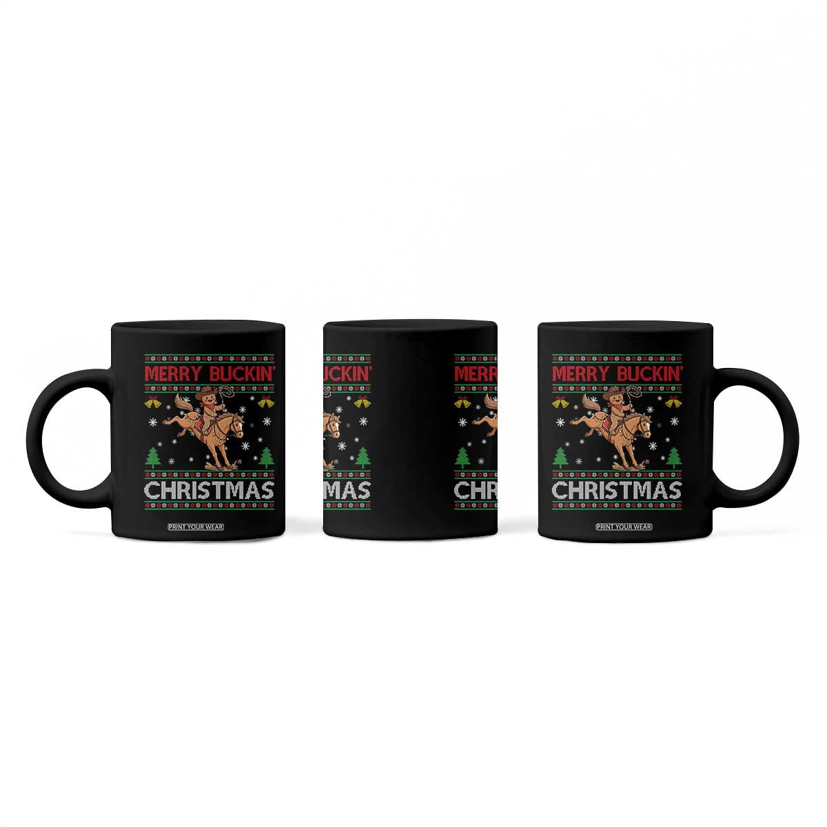 Funny Gingerbread Man Horse Rider Coffee Mug Merry Buckin Christmas Gift TS12 Print Your Wear