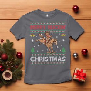 Funny Gingerbread Man Horse Rider T Shirt Merry Buckin Christmas Gift TS12 Charcoal Print Your Wear
