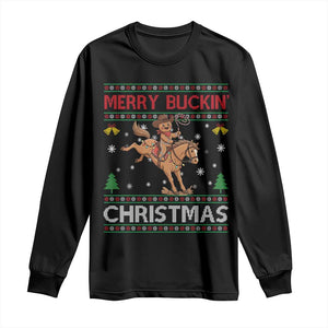 Funny Gingerbread Man Horse Rider Long Sleeve Shirt Merry Buckin Christmas Gift TS12 Black Print Your Wear