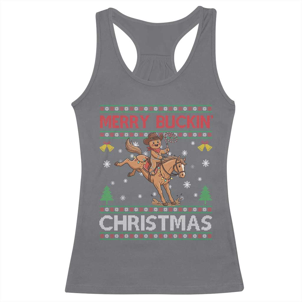 Funny Gingerbread Man Horse Rider Racerback Tank Top Merry Buckin Christmas Gift TS12 Charcoal Print Your Wear