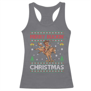 Funny Gingerbread Man Horse Rider Racerback Tank Top Merry Buckin Christmas Gift TS12 Charcoal Print Your Wear