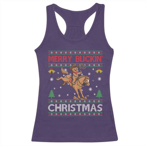 Funny Gingerbread Man Horse Rider Racerback Tank Top Merry Buckin Christmas Gift TS12 Purple Print Your Wear