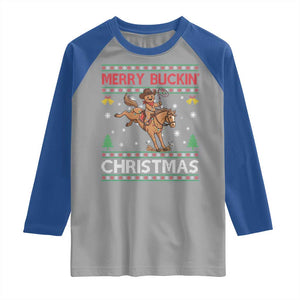 Funny Gingerbread Man Horse Rider Raglan Shirt Merry Buckin Christmas Gift TS12 Sport Gray Royal Print Your Wear