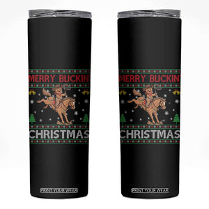 Funny Gingerbread Man Horse Rider Skinny Tumbler Merry Buckin Christmas Gift TS12 Black Print Your Wear