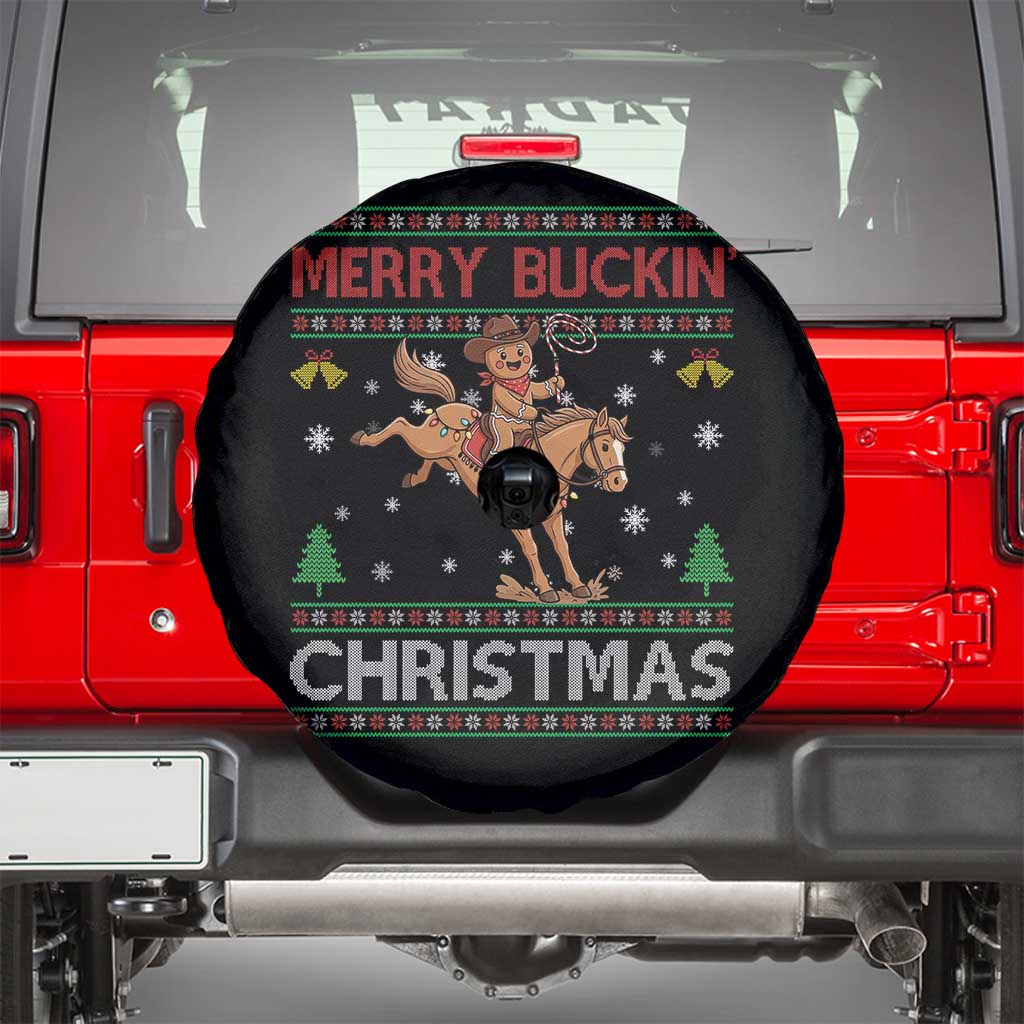 Funny Gingerbread Man Horse Rider Spare Tire Cover Merry Buckin Christmas Gift TS12 Black Print Your Wear