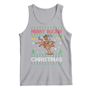 Funny Gingerbread Man Horse Rider Tank Top Merry Buckin Christmas Gift TS12 Athletic Heather Print Your Wear