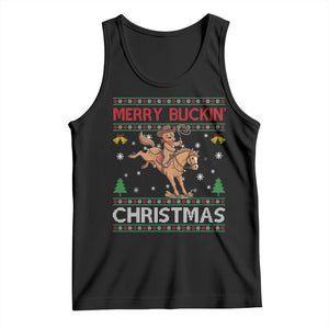 Funny Gingerbread Man Horse Rider Tank Top Merry Buckin Christmas Gift TS12 Black Print Your Wear