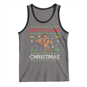 Funny Gingerbread Man Horse Rider Tank Top Merry Buckin Christmas Gift TS12 Deep Heather Black Print Your Wear